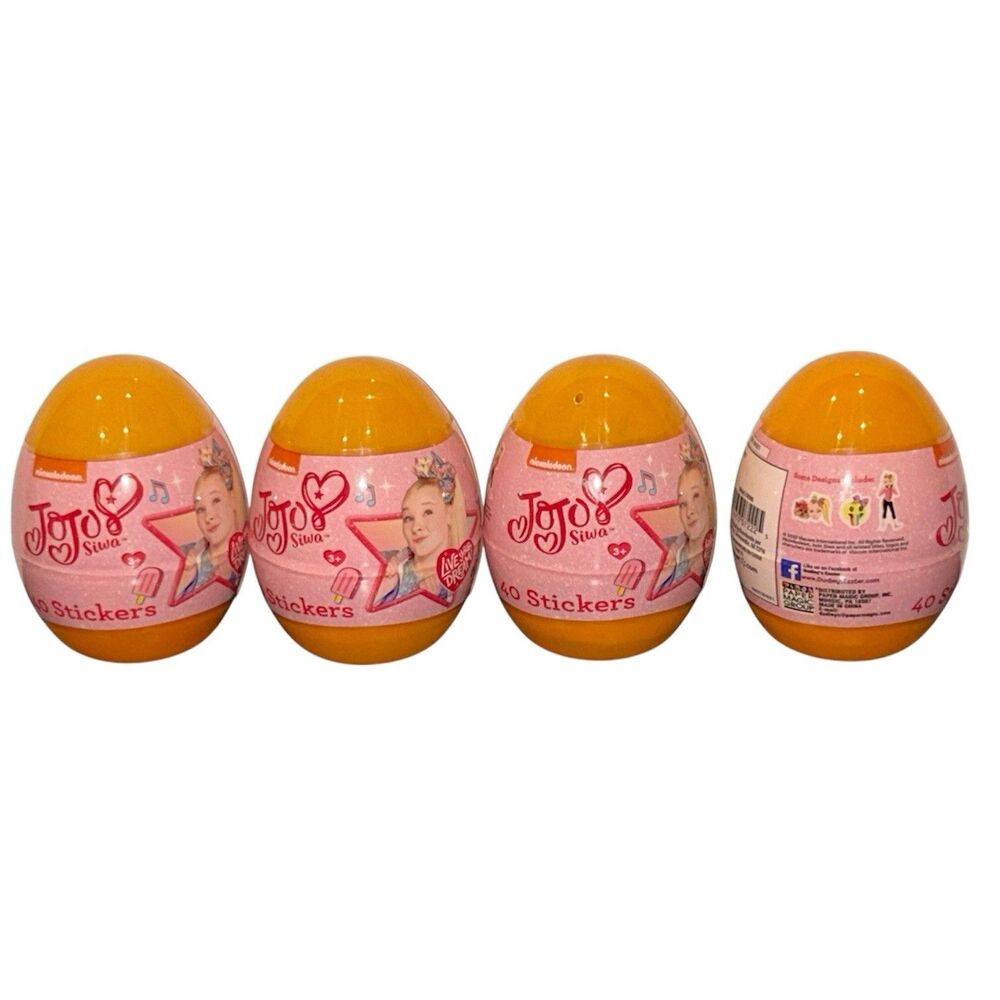 4x Nickelodeon JoJo Siwa Plastic Eggs 40 Stickers Each